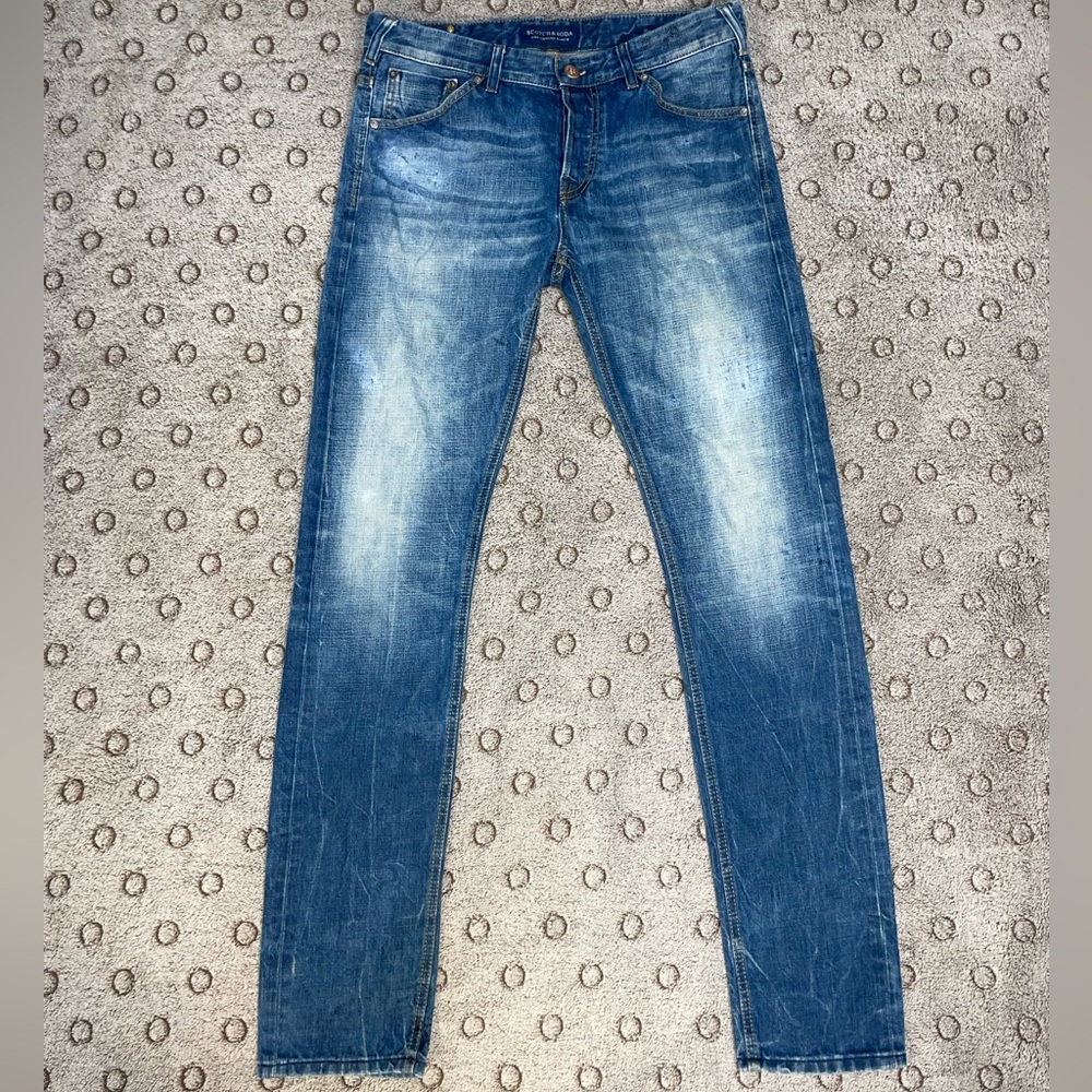 Scotch & Soda Gitane Men’s Button Fly Jeans Size 31X34 Distressed Italy